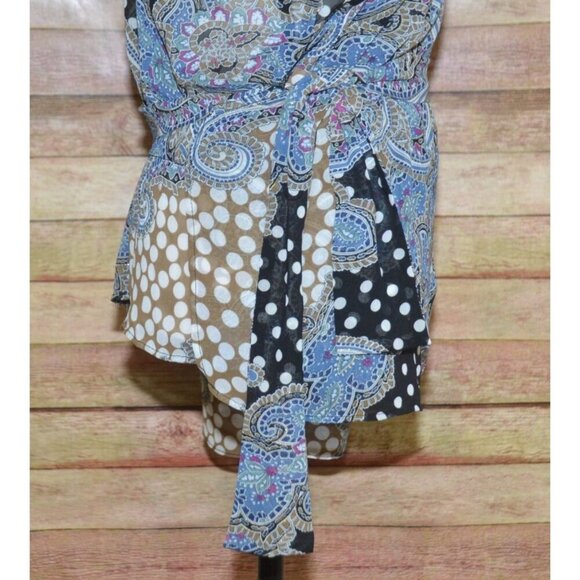 Lane Bryant Mixed Print Floral & Polka Dot Sheer Wrap Blouse Top Size 14W 16W - Picture 7 of 13